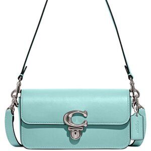 Pretty COACH Studio Glovetanned Leather Baguette Bag Faded Blue Tiffany Blue EUC